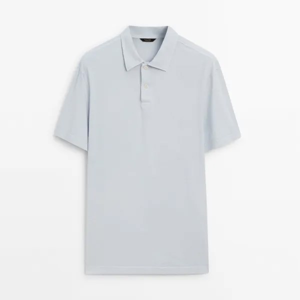 Футболка-поло Massimo Dutti Short Sleeve Cotton, голубой