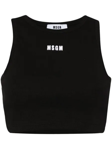 MSGM укороченный топ с вышитым логотипом, черный