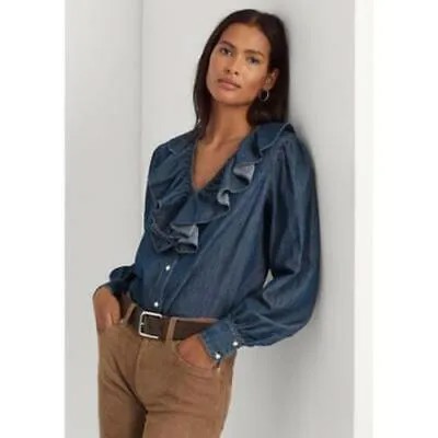Джинсовая блузка с оборками Lauren Ralph Lauren — Rangeland Wash, размер XL