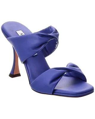 Aquazzura Twist 95 Женские кожаные сандалии синие 35