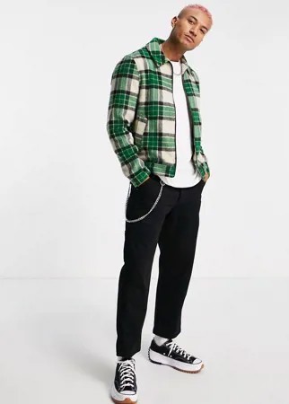 Зеленая куртка Харрингтон в клетку ASOS DESIGN-Зеленый цвет