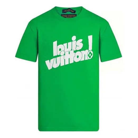 Футболка Men's LOUIS VUITTON Round Neck Logo Alphabet Printing Classic Short Sleeve Green, зеленый