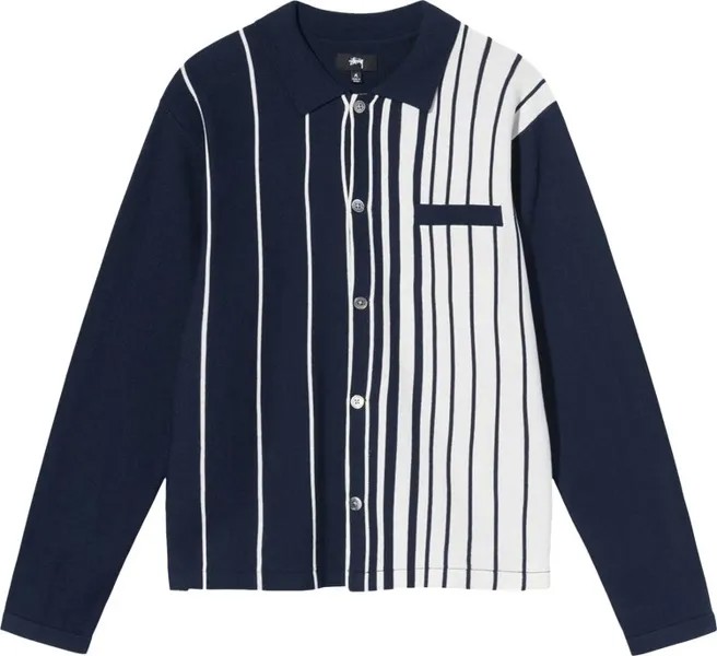 Рубашка Stussy Striped Knit Shirt 'Navy', синий