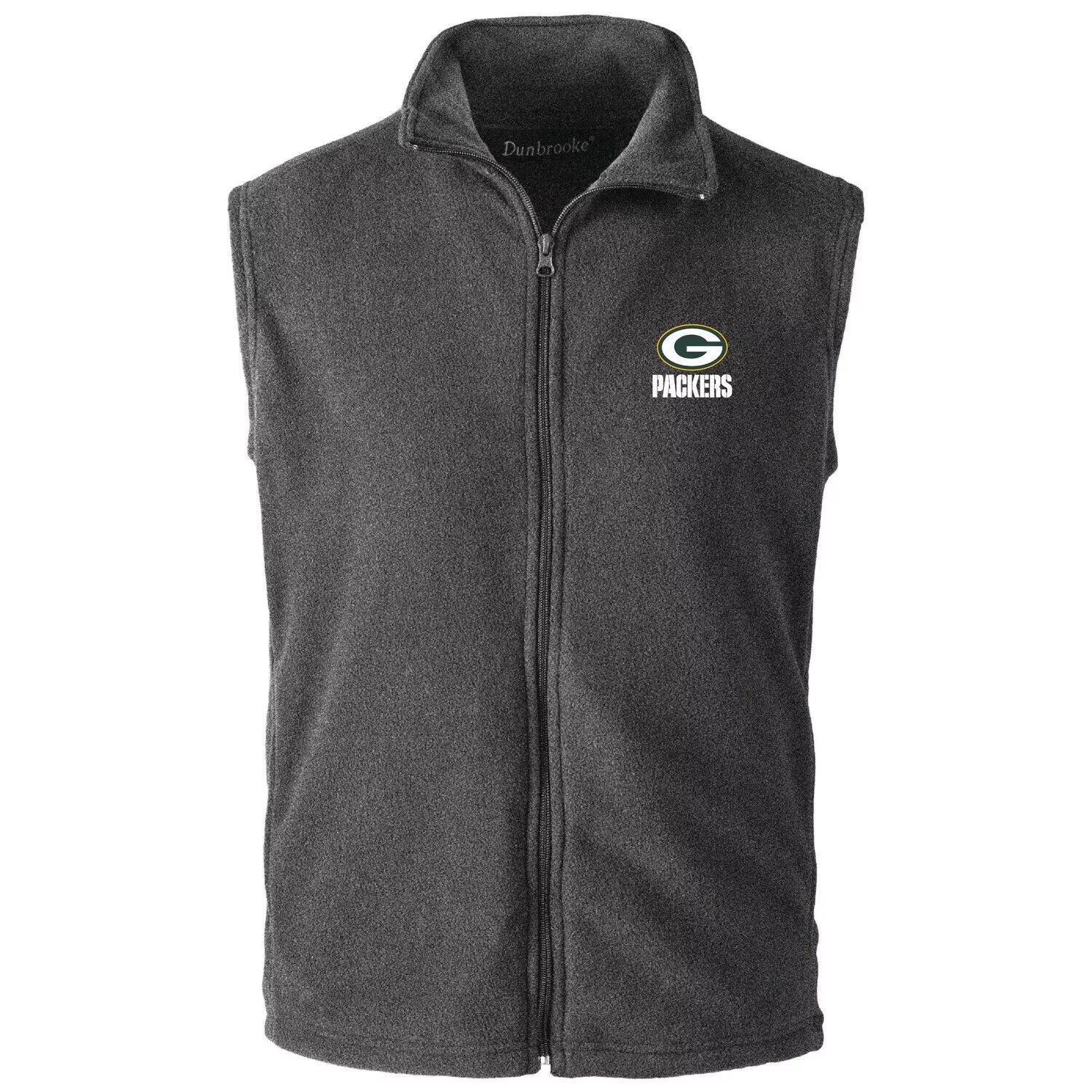 Мужской серый жилет с молнией во всю длину Green Bay Packers Houston Fleece Team