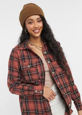 Эксклюзивная рубашка в стиле oversized в клетку коричневого цвета разных оттенков In The Style-Многоцветный