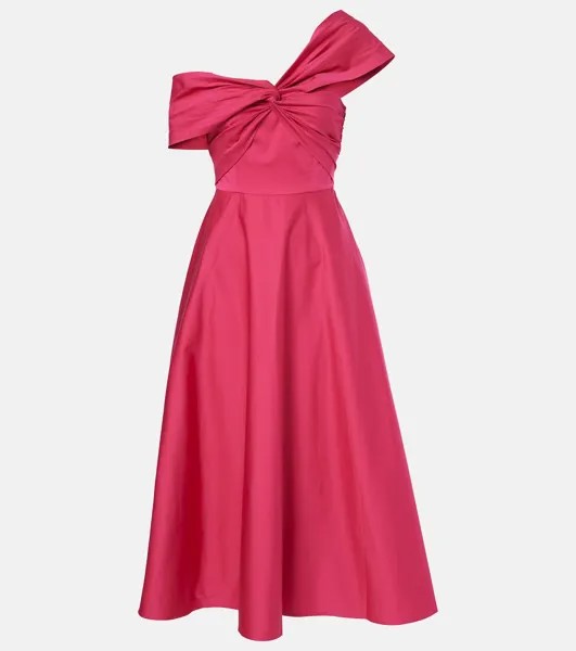 Платье миди со сборками из смесового хлопка Roland Mouret, красный