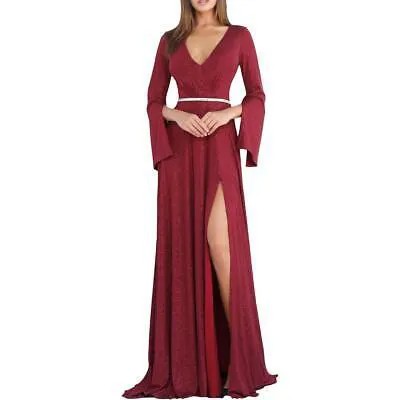Длинное вечернее платье макси с красным стразами Jovani 00 BHFO 5824
