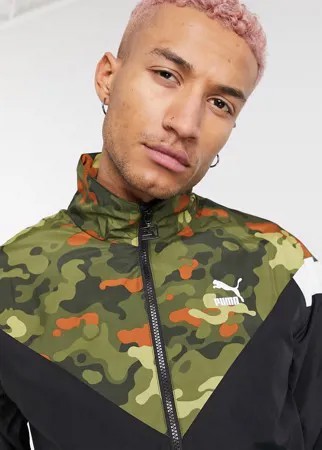 Черная олимпийка с камуфляжным принтом и логотипом Puma Classics MCS-Черный цвет