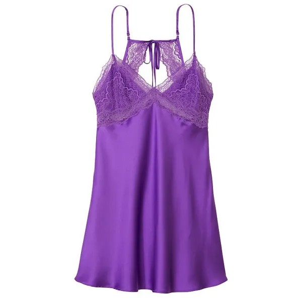 Сорочка Victoria's Secret Stretch Satin Lace Cutout Slip, фиолетовый