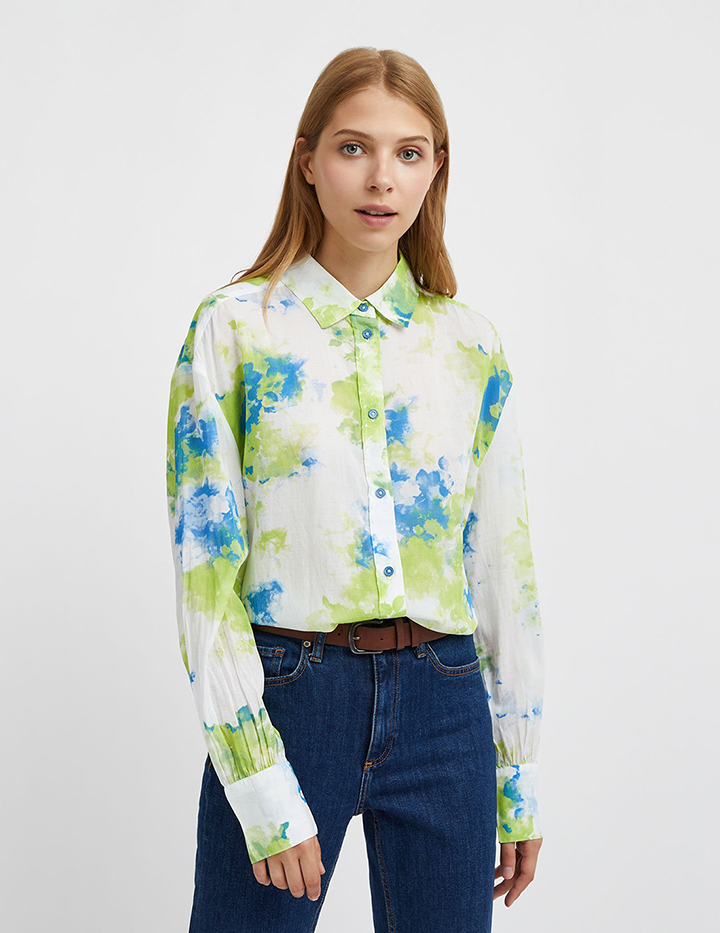 Рубашка женская United Colors of Benetton 21A_56C45QD23 разноцветная L