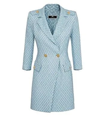 Elisabetta Franchi Sugar Paper Monogram Coat Dress Woman