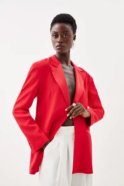 Приталенный однобортный пиджак из крепа с вискозной атласной спинкой Karen Millen, красный