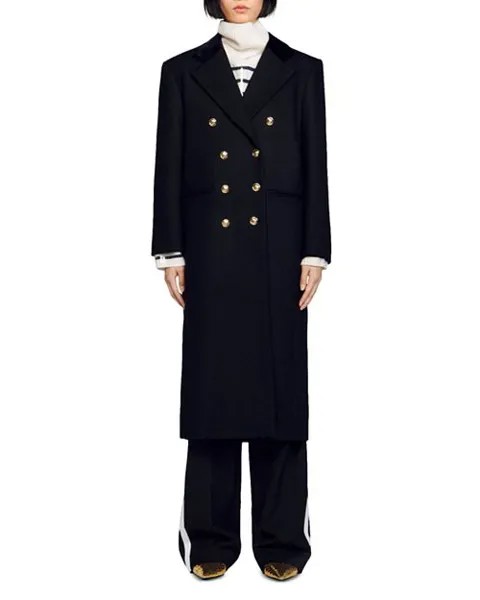 Двубортное пальто Offy Sandro, цвет Black
