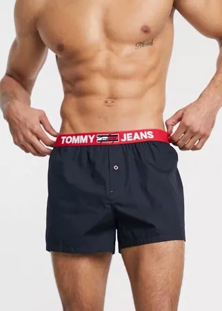 Темно-синие тканые боксеры с логотипом на поясе Tommy Jeans-Темно-синий