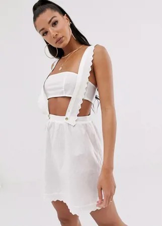 Пляжный сарафан с вышивкой ришелье ASOS DESIGN-Белый