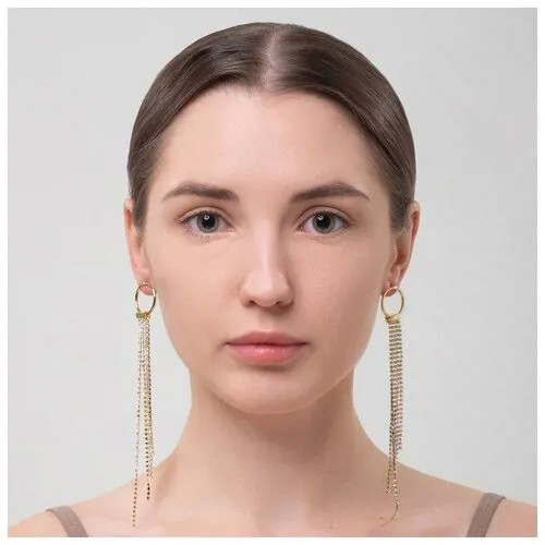 Серьги цепочки , бижутерный сплав, золотой, белый