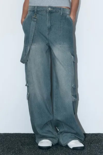 Джинсы cargo fit с декоративным ремнем