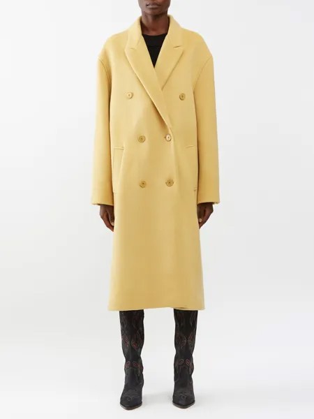 Двубортное пальто theodore из смесовой шерсти. Isabel Marant, желтый