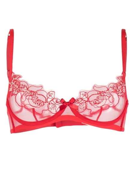 Agent Provocateur бюстгальтер Lindie на косточках с цветочной вышивкой, красный