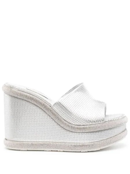 Casadei мюли Jasmine Diadema 80 на танкетке, серебристый