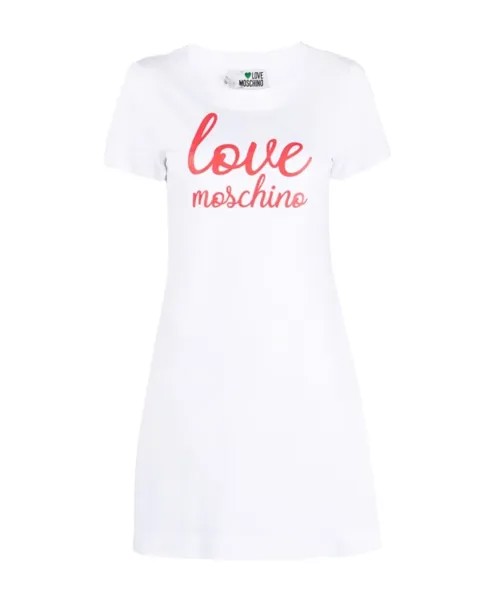 Платье Футболка из хлопка с логотипом Love Moschino, белый