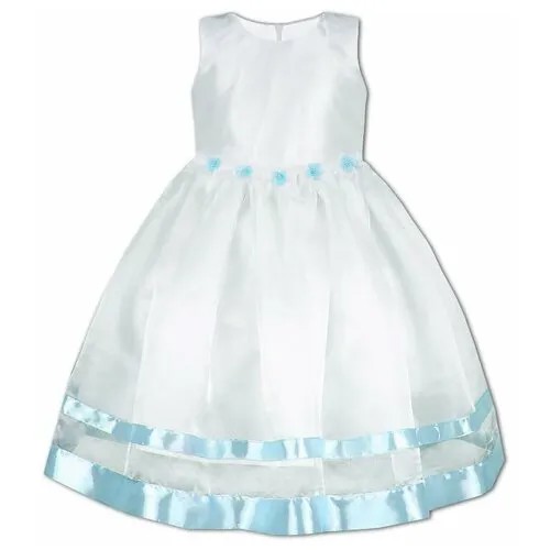 Платье радуга дети, нарядное, однотонное, размер 32/128, белый