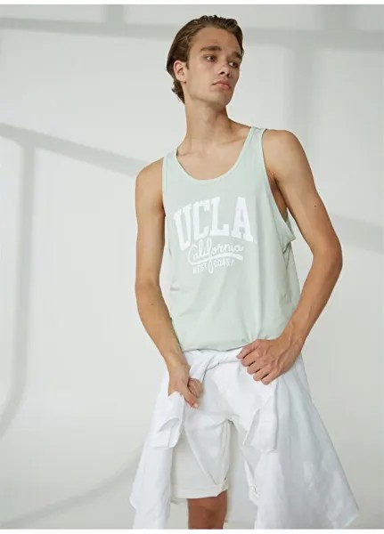 Синяя мужская футболка с широким воротником PEBLE Ucla, синий
