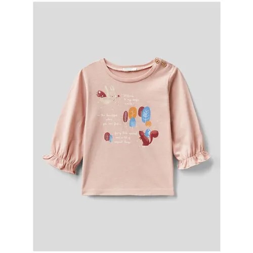 Лонгслив UNITED COLORS OF BENETTON,  для девочек, хлопок, размер 56, розовый