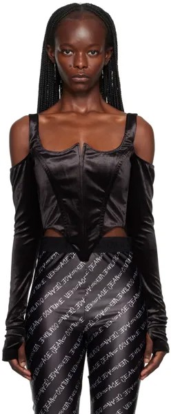 Черная блузка с вырезом Versace Jeans Couture