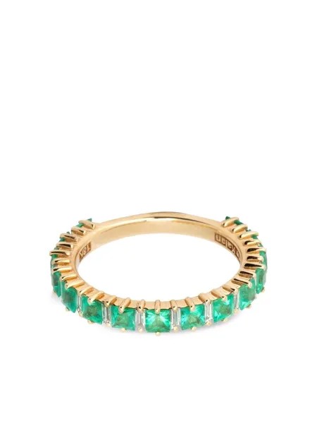 Suzanne Kalan кольцо из желтого золота с бриллиантами и изумрудами