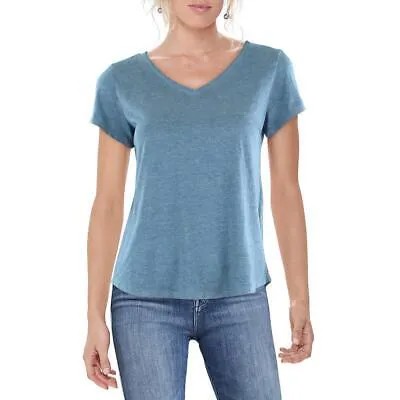 Женская синяя футболка с принтом Style - Co. и V-образным вырезом Top Petites PM BHFO 3732
