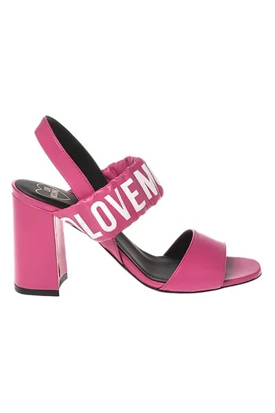 Кожаные сандалии с логотипом Love Moschino, розовый
