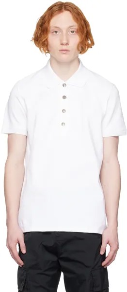 Белая жаккардовая футболка-поло Balmain