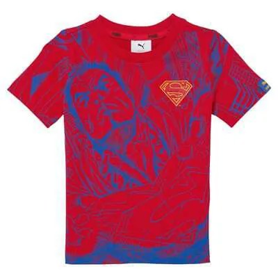 Puma Jl X Aop Графический круглый вырез Футболка с коротким рукавом для малышей Мальчики Красный повседневный топ