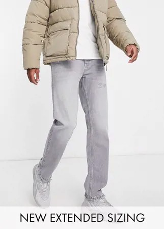 Серые классические джинсы с потертостями ASOS DESIGN-Серый