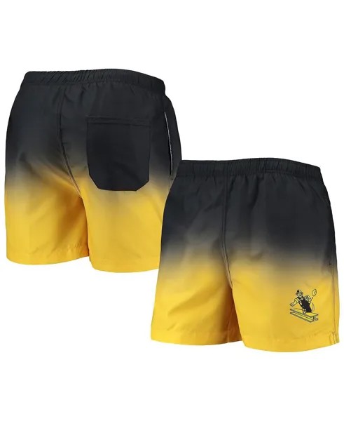 Мужские черно-золотые шорты для плавания pittsburgh steelers в стиле ретро с эффектом погружения в краску FOCO, мульти