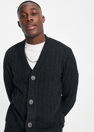 Темно-серый кардиган в рубчик Selected Homme