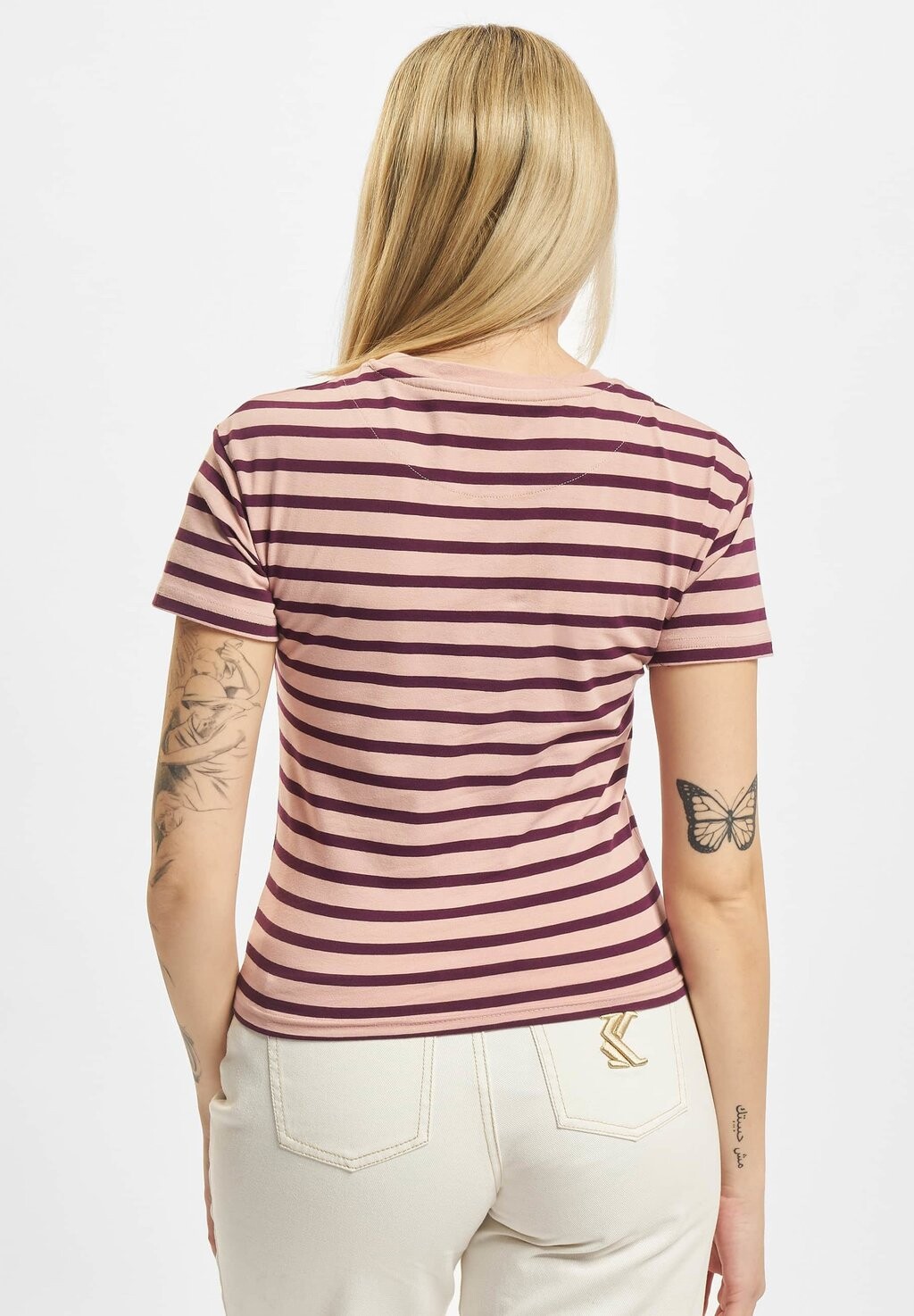 Футболка с принтом Small Signature Tight Stripe Karl Kani, розово-фиолетовая