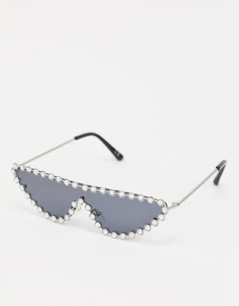 Солнцезащитные очки-маска ASOS DESIGN-Серебряный