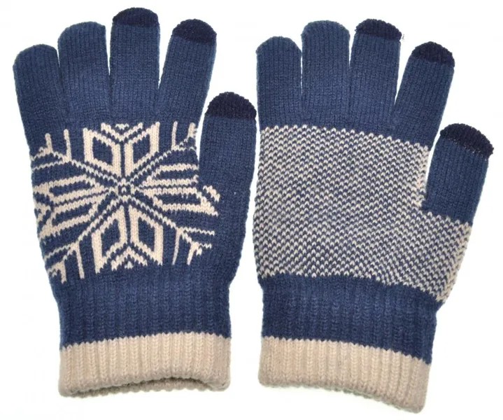 Перчатки женские Gsmin Touch Gloves Снежинка синий, р. 7