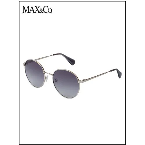 Солнцезащитные очки Max & Co., круглые, оправа: металл, с защитой от УФ, градиентные, серебряный/серебряный