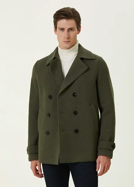 Шерстяное пальто цвета хаки Harris Wharf London
