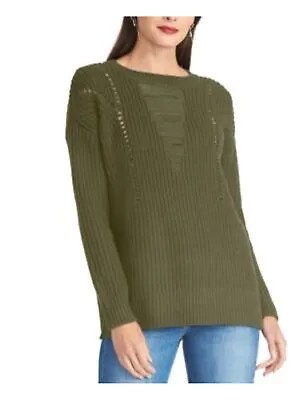 RACHEL ROY Женская зеленая футболка с круглым вырезом и длинными рукавами, свитер, размер: S