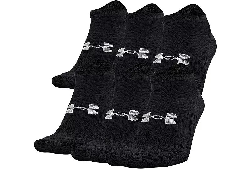 Мужские хлопковые носки-невидимки Under Armour для гольфа — 6 шт., черный