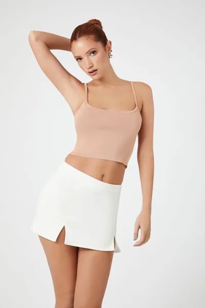 Мини-юбка трапеции с M-разрезом Forever 21, белый