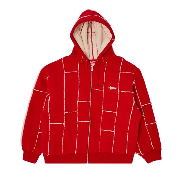 Толстовка Supreme Faux Shearling Zip Up Hooded 'Red', красный