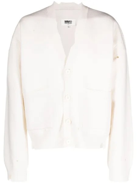 MM6 Maison Margiela шерстяной кардиган с эффектом потертости, белый