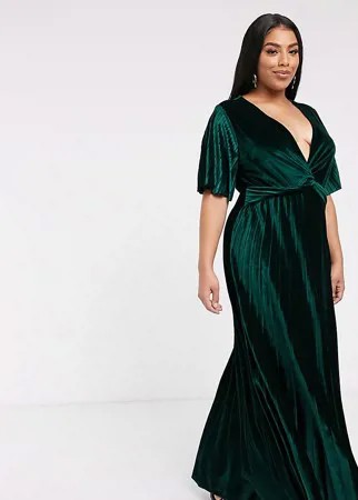 Бархатное платье ASOS DESIGN Curve-Зеленый