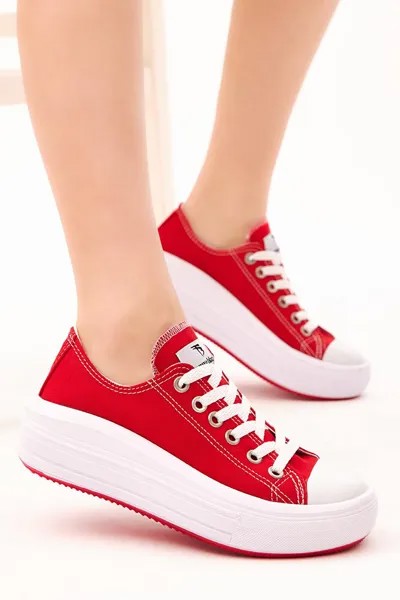 Женские красные удобные спортивные туфли на толстой подошве TONNY BLACK