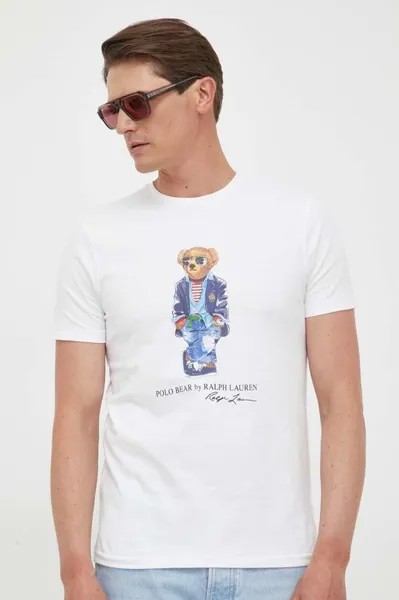 Хлопковая футболка Polo Ralph Lauren, белый